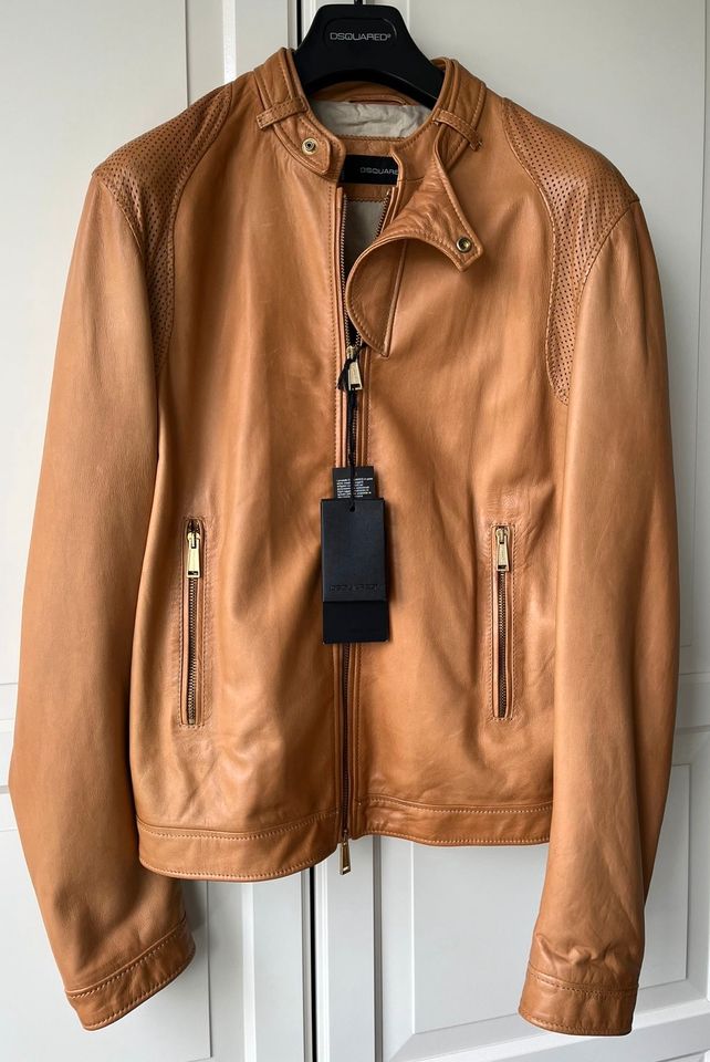 Original Dsquared Lederjacke, Camel, Biker, 50, NP 1745,- Neu !!! in Köln