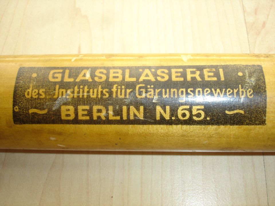 41cm Alkoholmeter mit Holzzylinder aus dem 1930 Jahren, selten in Kippenheim