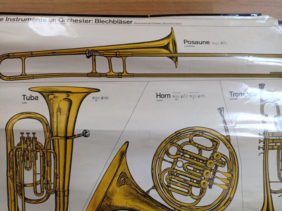 Schulwandkarte Schaukarte Blechblasinstrumente Vintage Musik in Oldenburg