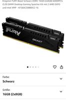 DDR5 2x 8GB / 16GB Dual Kit / 6000 mhz CL30 / Kingston Fury Beast Berlin - Wilmersdorf Vorschau