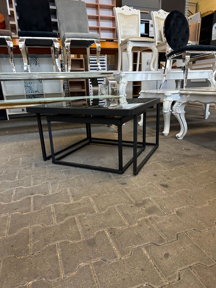 Couchtisch mit Schwarz Matt Gestell 80x80 und 60x60 cm in Paderborn