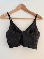 Croptop schwarz Pailletten XS Niedersachsen - Scharnebeck Vorschau