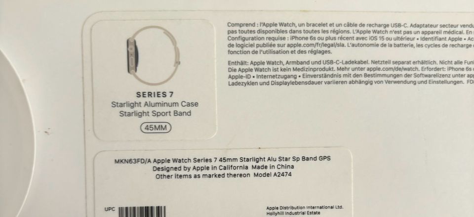 Apple Watch Series 7 45mm Starlight Aluminium in Mühlacker