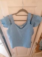 Neuwertig - blaue Leinen-/Off-Shoulder-Bluse - Gr. L Leipzig - Knautkleeberg-Knauthain Vorschau