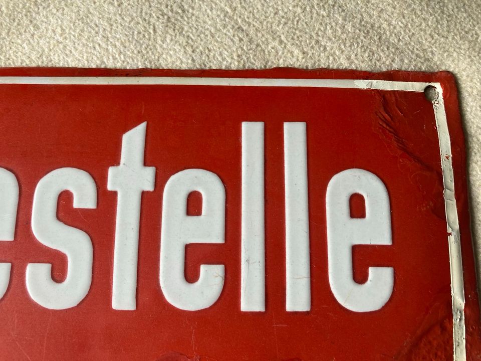 Original Emailleschild gewölbt 45x12 cm 50er Jahre Dekoration in Beesten