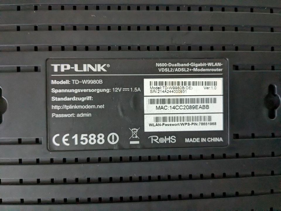 Router TP-Link N600 TD-W9980B Dualband-Gigabit-WLAN-VDSL2/ADSL2+ in Weingarten (Baden)