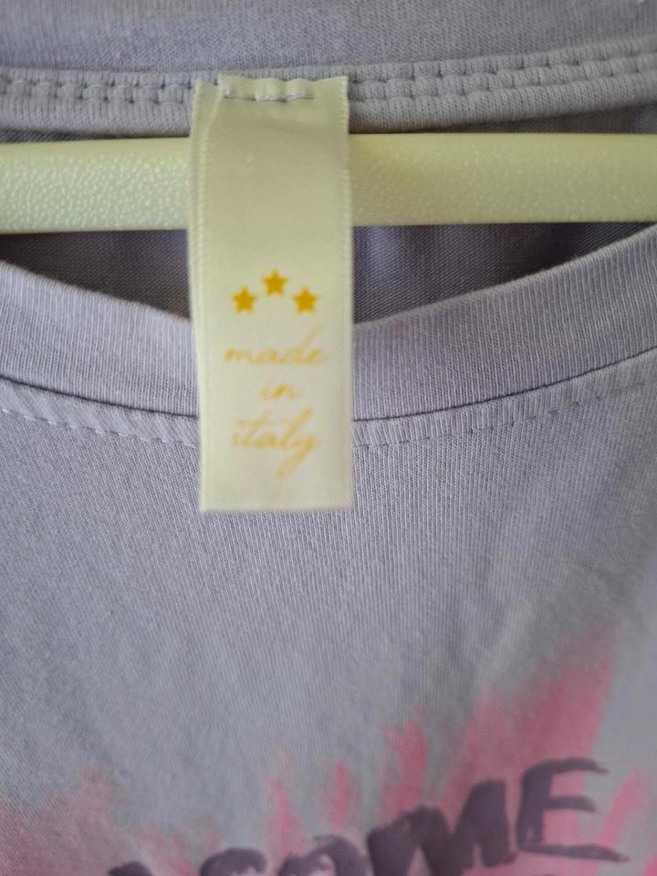 Shirt/Longshirt Gr. 40-42 lavendel mit Aufdruck, Italy Mode in Lage
