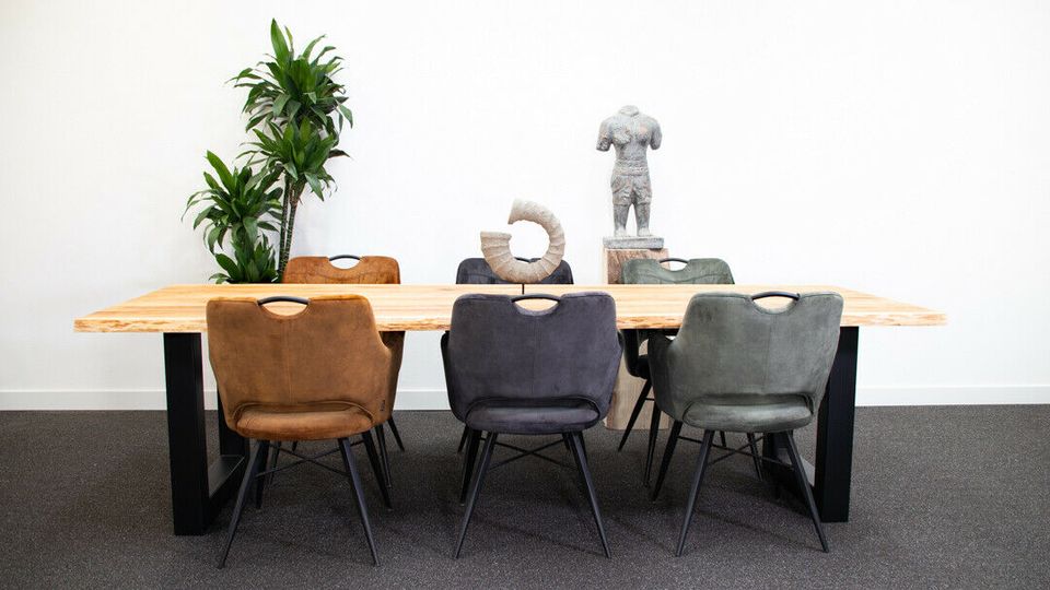 Neue Eichentisch 300x100cm "JEDE GRÖßE MÖGLICH" Esstisch Baumkante Tisch Öl Bürotisch Massivholztisch Eichentisch Wohnzimmertisch Holztisch Design Tisch Stahlbeine Edelstahl Tischbeine in Ochtrup