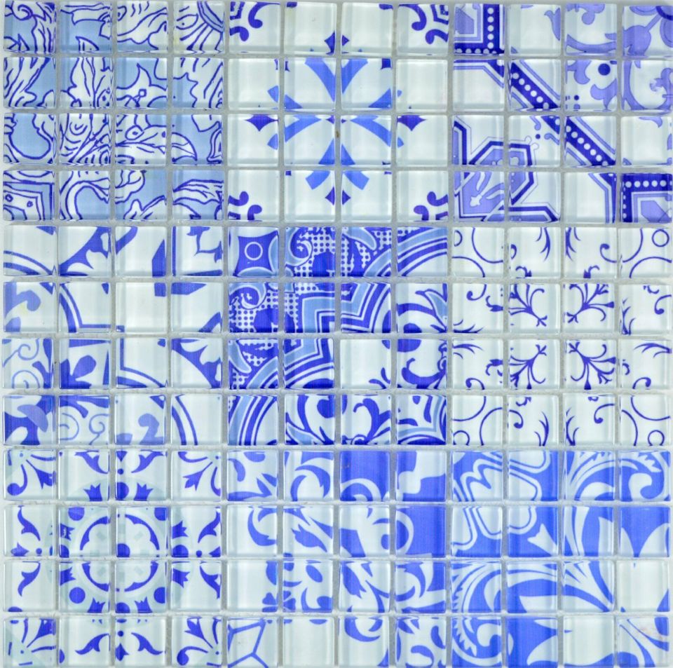 Glasmosaik Mosaikfliesen Retro Vintage Blau Grau Rot Weiß in Ebrach
