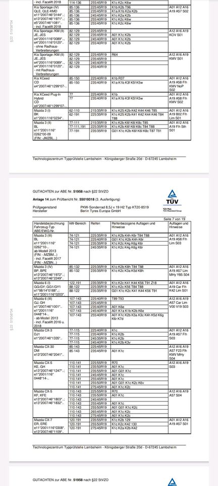 19 zoll Felgen Mazda, Kia, Hyundai, Mitsubishi Alufelgen Sommer in Kronach