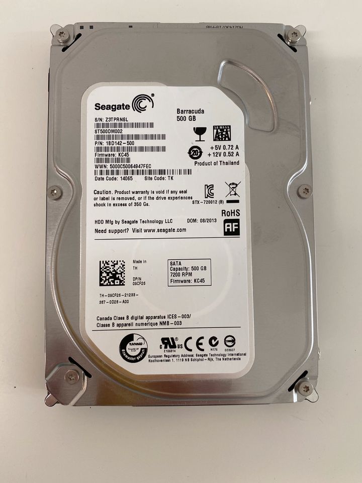 Seagate Barracuda 500GB S/N: Z3TPRNSL ST500DM002 SMART-Check: ok in Kiel