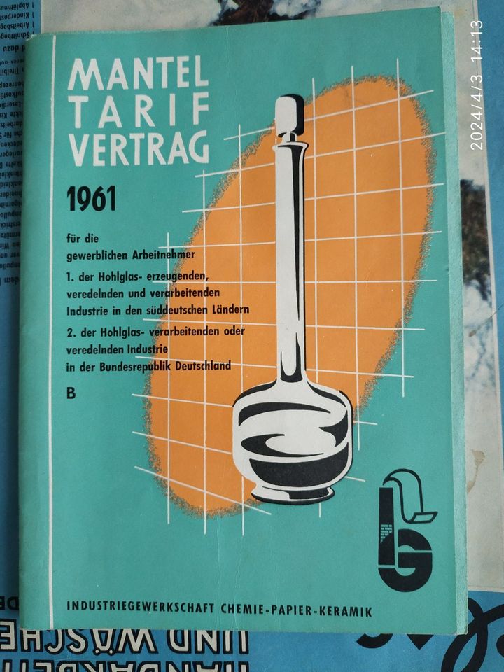 Nostalgie Mantel Tarifvertrag IGW 1961 in Marktredwitz