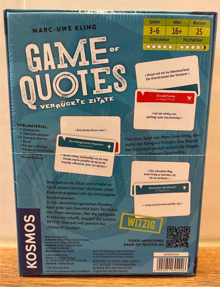 Spiel „Games of Quotes - verrückte Zitate“ Mark-Uwe Kling ++ OVP in Ebstorf