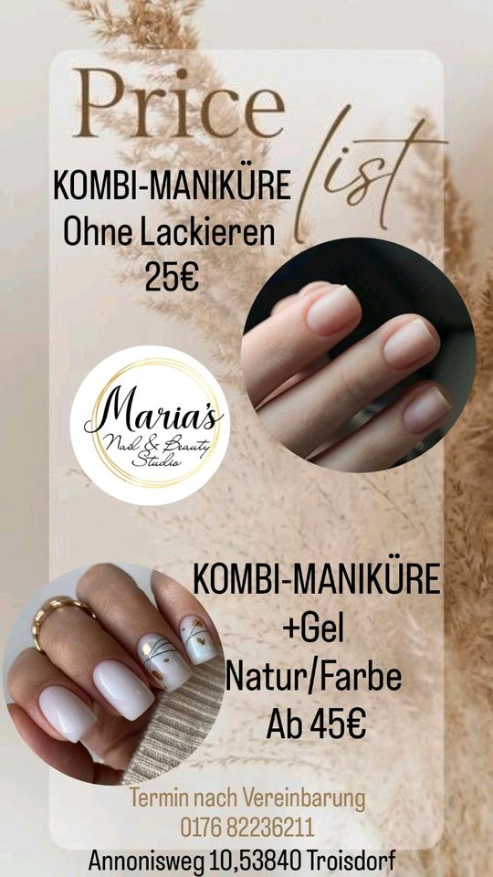 Gelnägel/Maniküre/ Maniküre inkl. Shellack/Maniküre inkl.Gel in Troisdorf