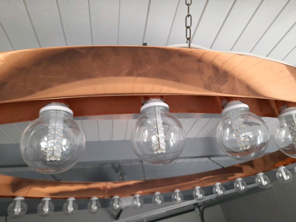 Designer Hänge Decken Lampe gelb Gold led oval in Schimberg