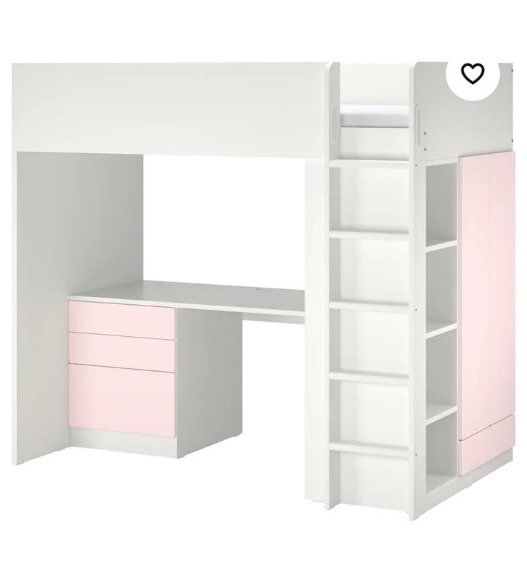 Ikea Hochbett Kinder + Matratze und Lattenrost weiß+rosa in Wiesbaden