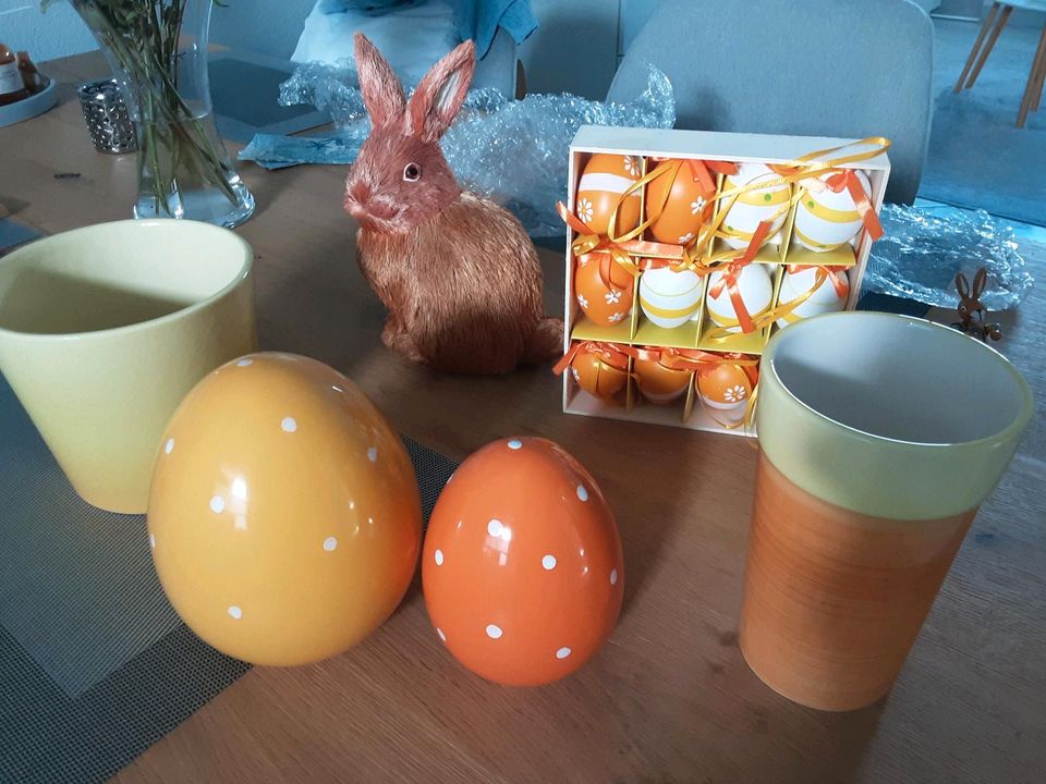 Osterdeko Vase Übertopf Keramikeier Hase in Zeitz