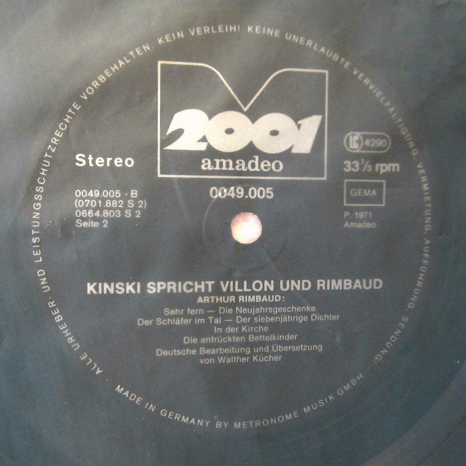 KLAUS KINSKI ● Vinyl Schallplatte LP Poesie Poetry Lyrik Akteur in Darmstadt