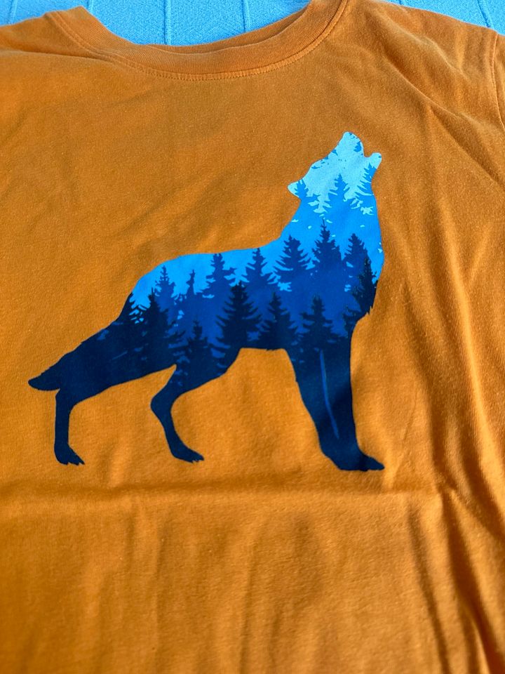 Shirt Landsend mit Wolf Gr. 140/146 orange in Dresden