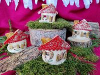 Haus Teelicht Keramik Blumen Weihnachten Dekoration Töpferei Bayern - Bernried Niederbay Vorschau