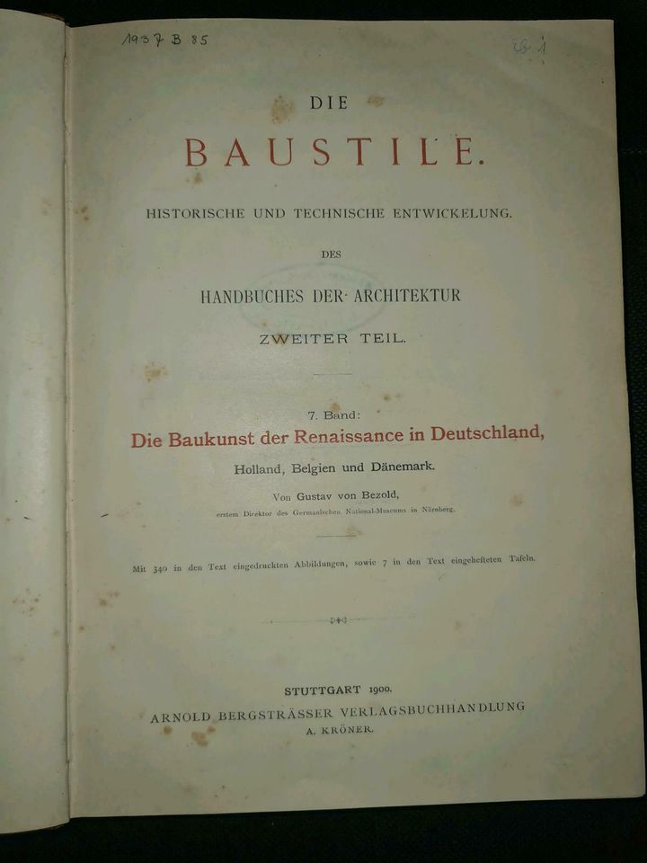 Handbuch der Architektur. Zweiter Teil. Baustile. G. Bezold 1900 in Coesfeld
