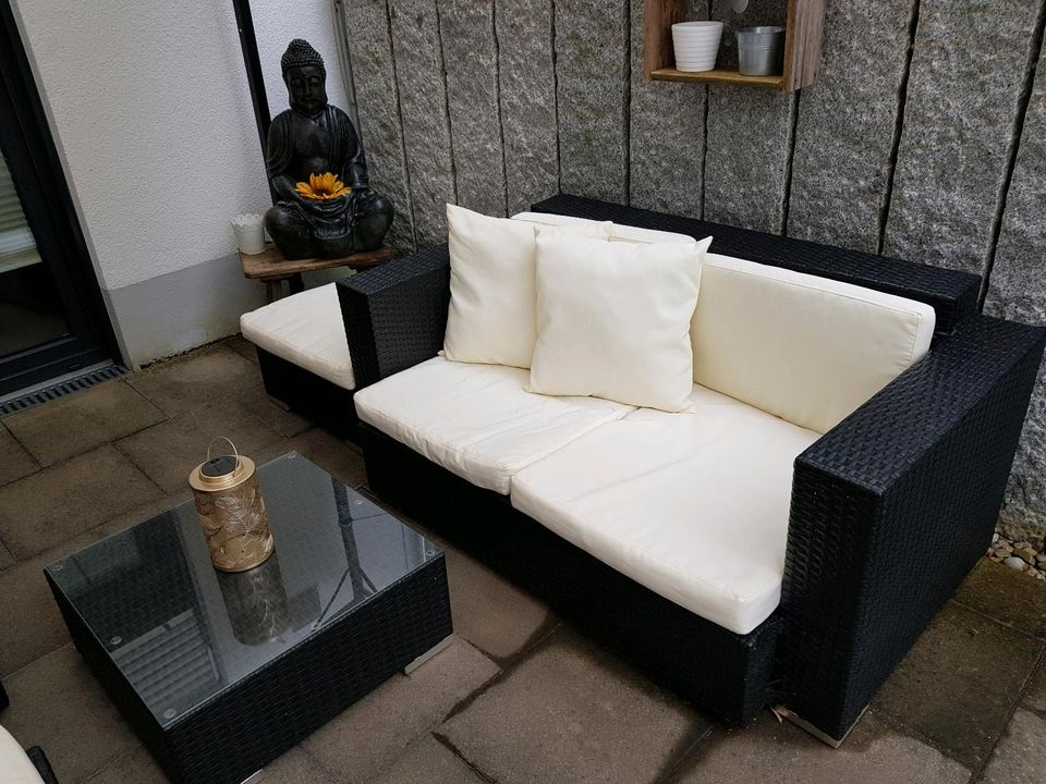 Lounge, Gartenlounge anthrazit, Polyrattan in Markt Rettenbach