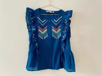 & Other Stories Top Bluse blau mit Stickereien und Volants, 34 München - Au-Haidhausen Vorschau