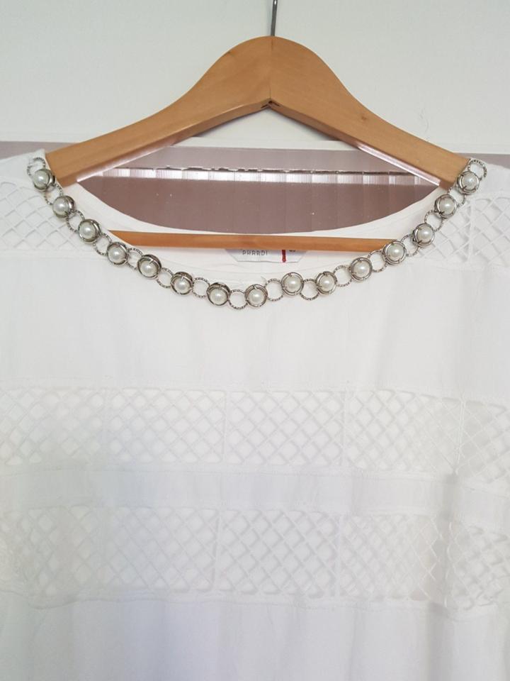 Kleid weiß Gr. 40 mit angenähter Kette, PHARDI Lochstikerei in München