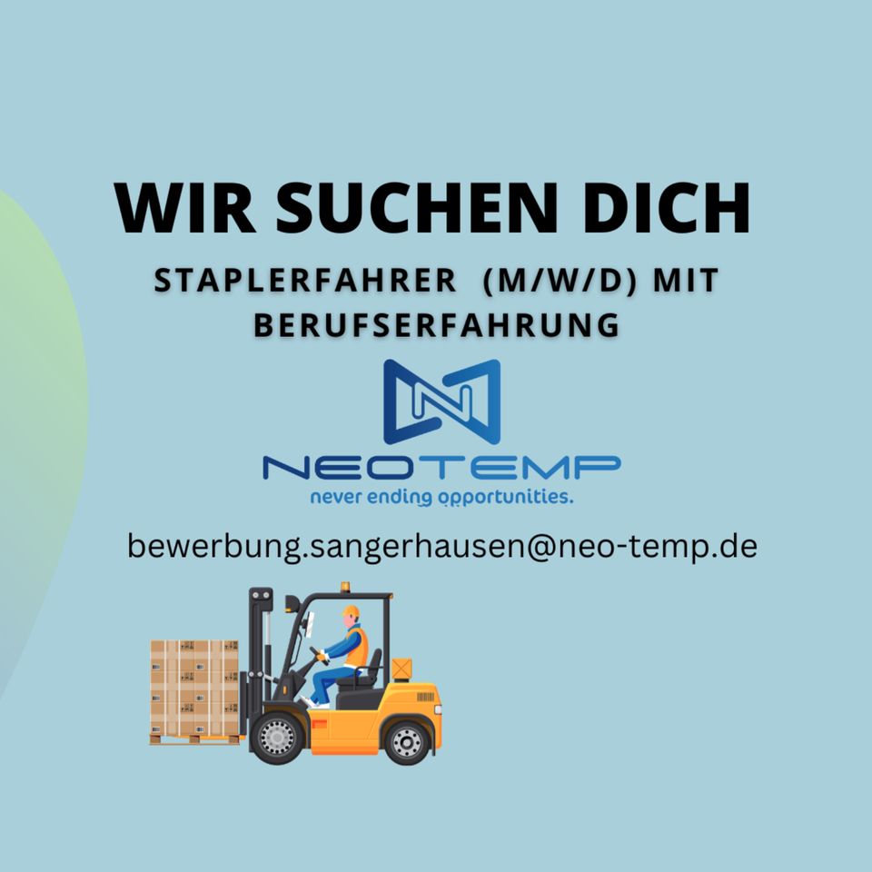 Staplerfahrer (m/w/d) mit Berufserfahrung in Südharz