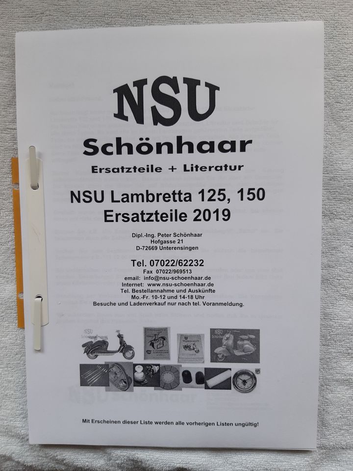 NSU Lambretta  Ersatzteilliste in Maxdorf