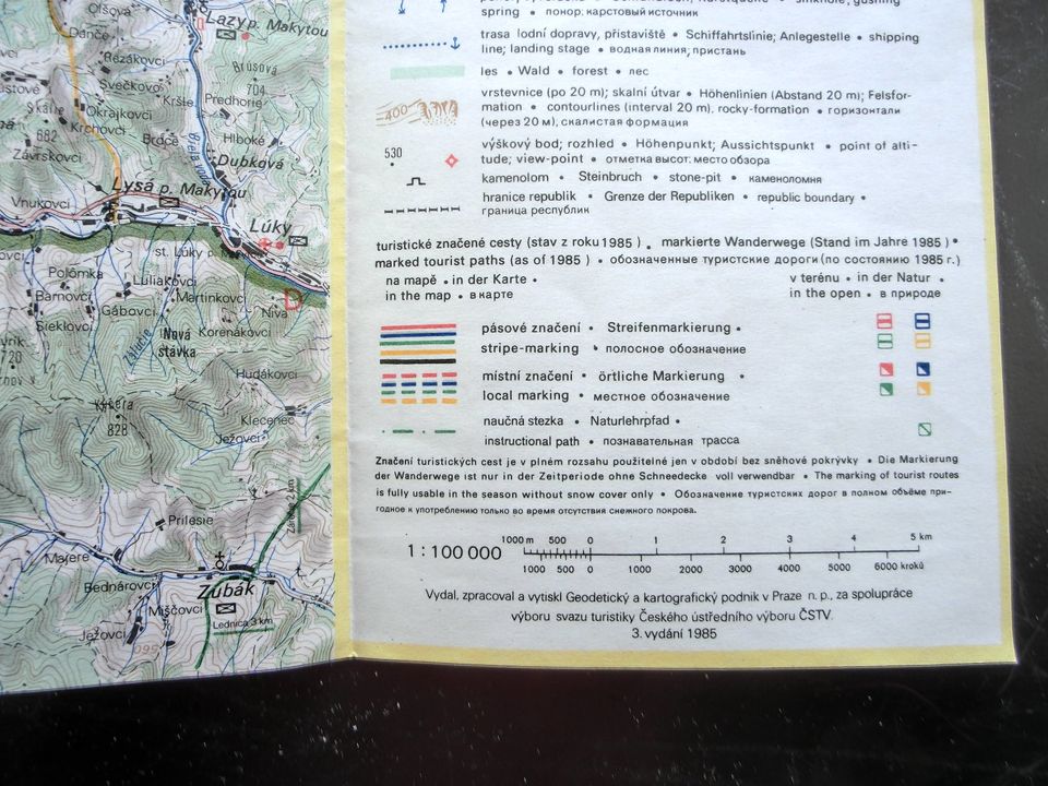 Landkarte Beskiden Beskydy CSSR in Neustadt