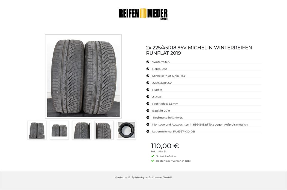 2x 225/45R18 95V MICHELIN WINTERREIFEN RUNFLAT 2019 #19AM in Bad Tölz