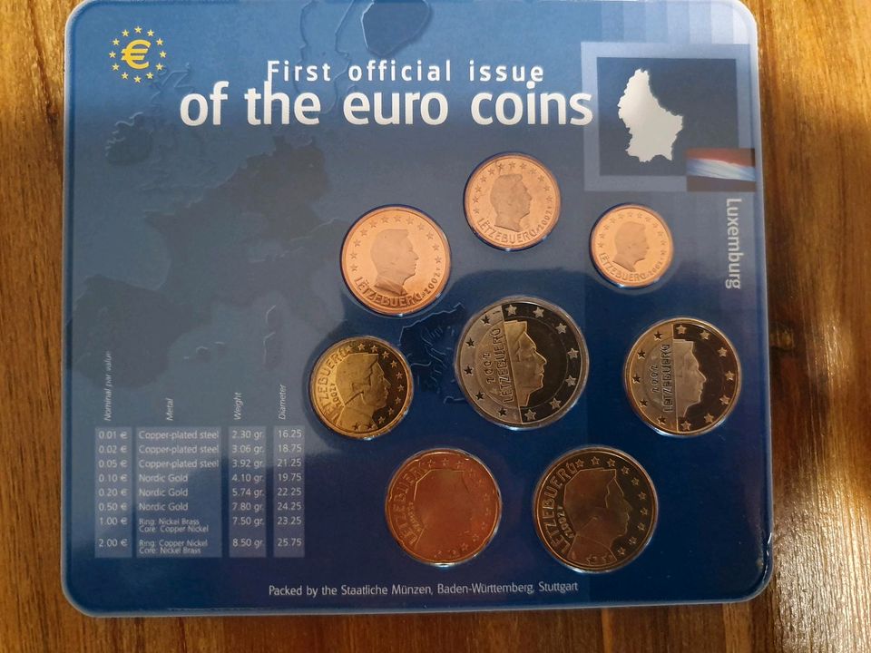 Euro KMS Luxemburg 2002 First official issue of the euro coins in Miesbach