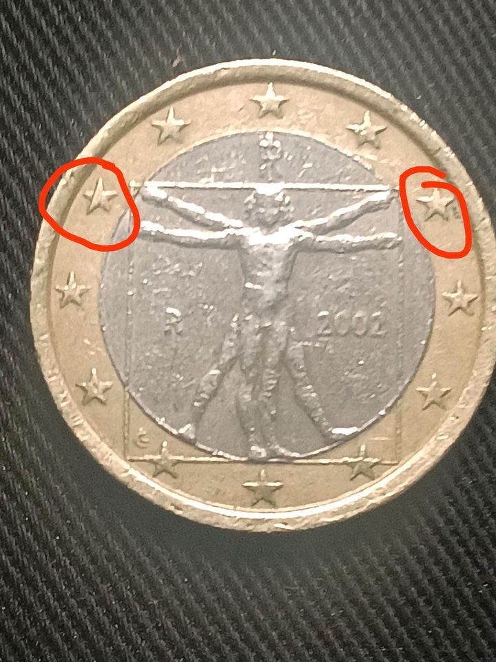 Ein Euro Münze 2002 in Mülheim (Ruhr)