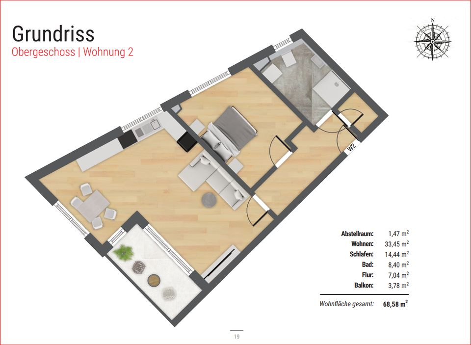 Schöner [LEBEN] Asbach-Bäumenheim - 2 Zimmer-Wohnung - 68,58 m² - 1.OG Wohnung 2 in Asbach-Bäumenheim