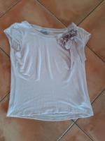 Shirt Kurzarm von H&M mit aufgenähter Blume, rosa Hessen - Langgöns Vorschau