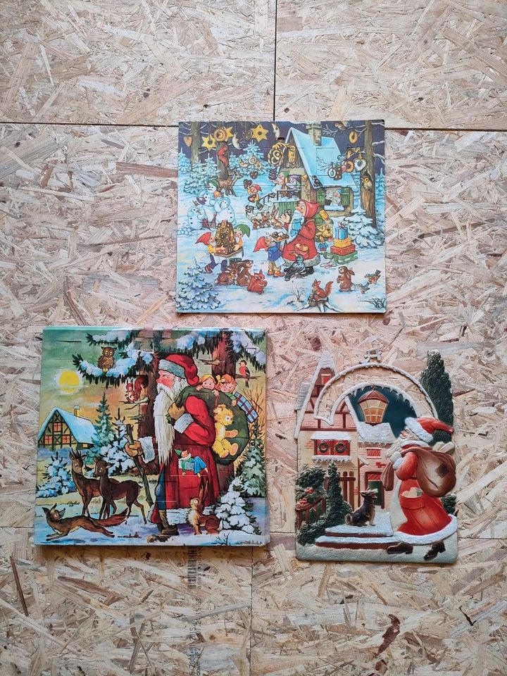 3x Weihnachtskalender Weihnachtsschmuck antik alt DDR Papier in Halle