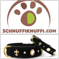 schwarz/gold Halsband für Hunde Lederhalsband Diamond Hessen - Calden Vorschau