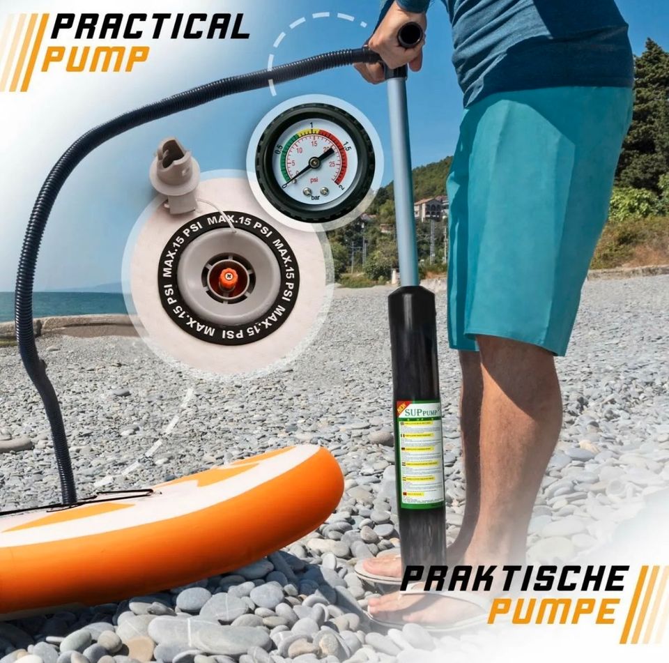 Stand Up Paddle Board Aufblasbares SUP Board mit Paddel Pumpe in Hainburg