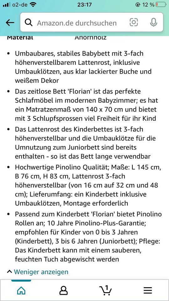Pinolino Kinderbett in Rudolstadt