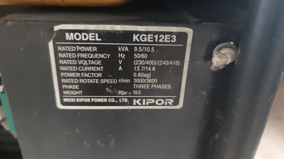 Stromerzeuger Kipor mit AVR 8,5 KW zu vermieten in Borgentreich