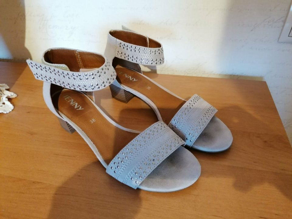 Jenny by ara: siberne Sandalen mit Glitzer Gr. 38 in Ehlscheid