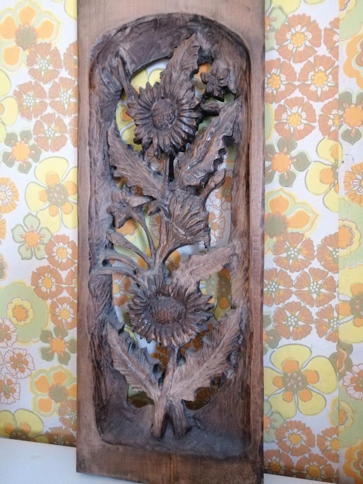 Holz Antiquitäten Schnitzarbeit Sunflowers Wood in Germersheim