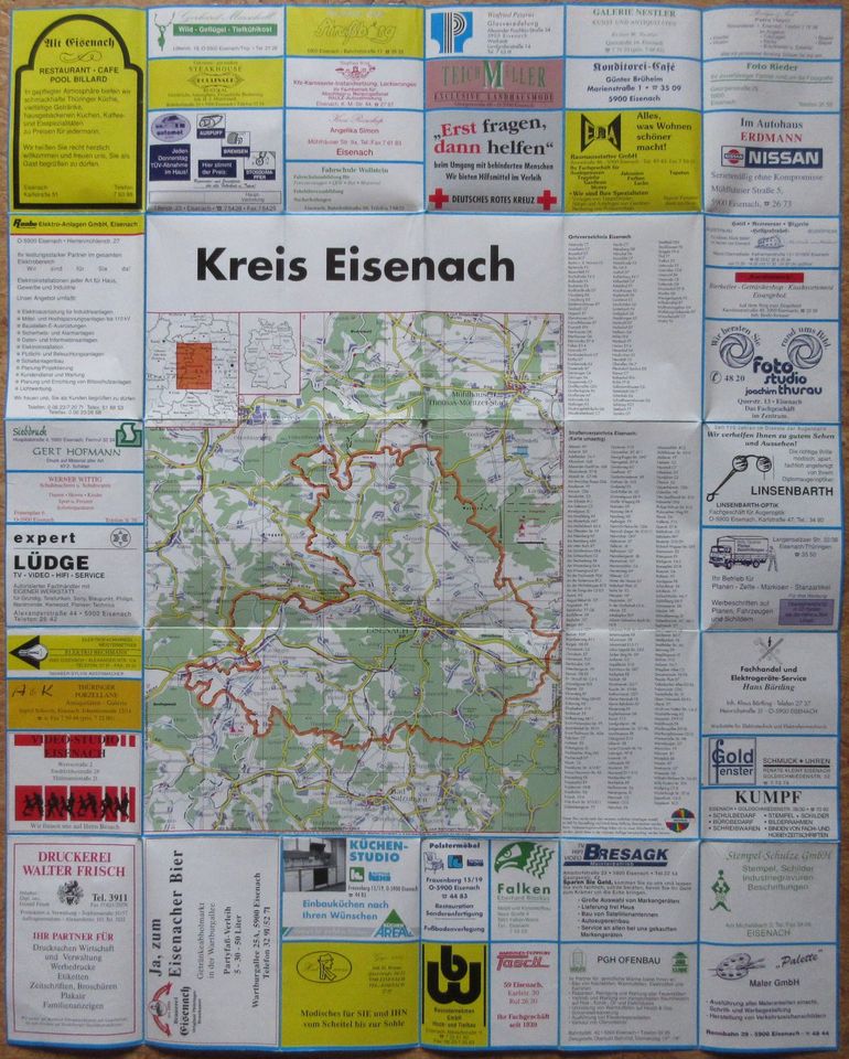 Stadtplan Eisenach Euro-Verlag Berin 1991 in Backnang