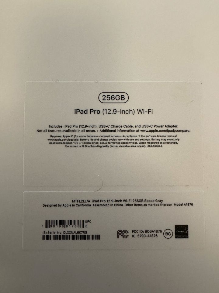 Apple iPad Pro 12.9 - 3. Generation (2018) 256 GB Wi-Fi in Hofheim am Taunus