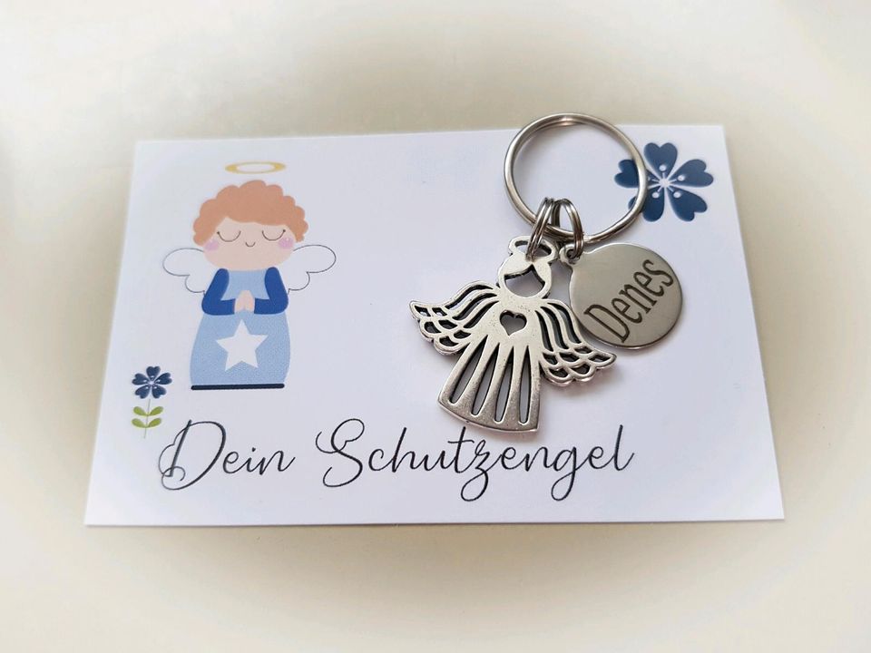 Schlüsselanhänger Schutzengel mit Namen personalisiert