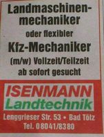 Landmaschinenmechaniker oder Kfz-Mechaniker gesucht Bayern - Bad Tölz Vorschau