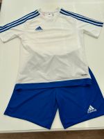 Adidas Trikot + Hose weiß Blau, Größe 164 Niedersachsen - Leer (Ostfriesland) Vorschau
