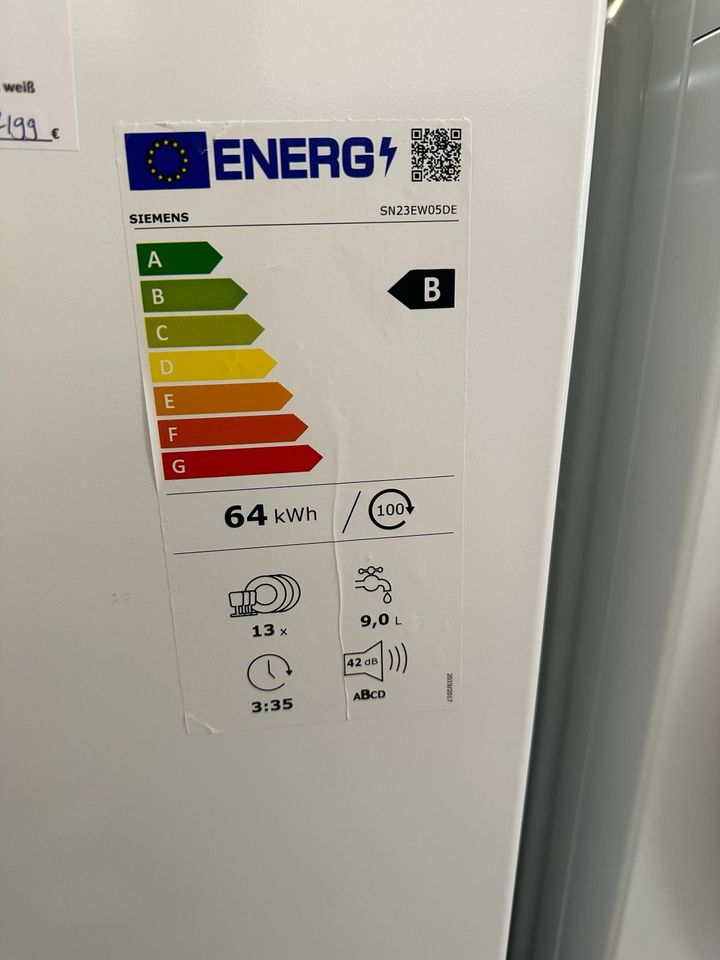 Siemens Geschirrspüler Stand SN23EW05DE EEK:B !!B-Ware!! in Kirchroth