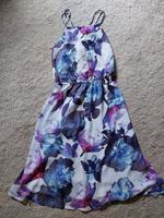 Sommer Kleid, Chiffon, Cocktail, Midi, weiß, lila, Blumen, Gr. 38 Baden-Württemberg - Karlsruhe Vorschau